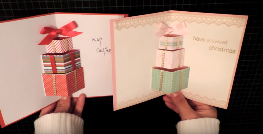 Làm thiệp noel 3d hình hộp quà cực đơn giản - Bánh Đa Shop